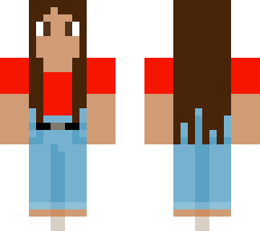 girl red shirt brown hair