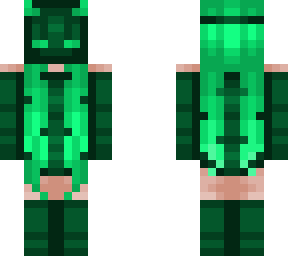 masked girl - dark green outfit w/ neon lime green