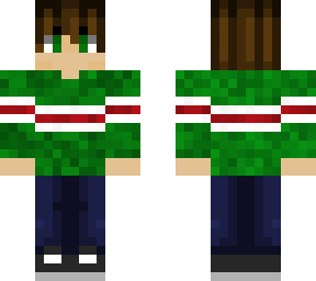 teenage boy (green sweater with stripes)