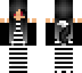 vampire wolf girl in a black and white striped dress.