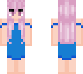 blue dress,pink hair