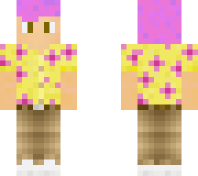 boy in yellow hawaiian shirt with pink hair, originally by vote4