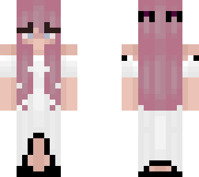 pink hair white dress