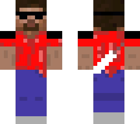 steve red shirt+shoulder armour+knife+boots