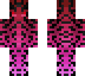 runic creature - red fade pink w/ black symbols