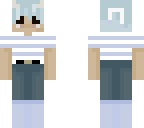 blue hair striped shirt