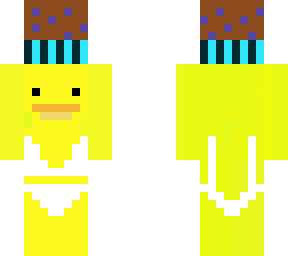 bikini duck holding a muffin