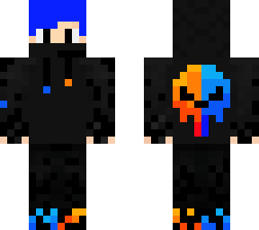 blue and red skull and with blue hair