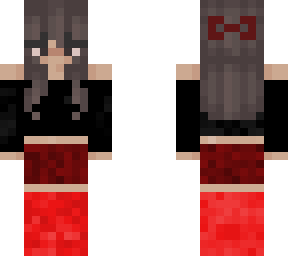 girl with black crop-top and red skirt