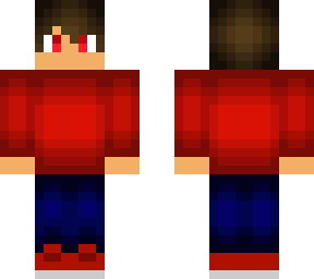 red shirt and blue pants