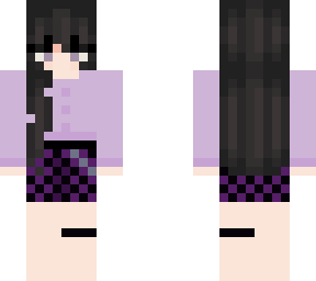 purple sweater and skirt