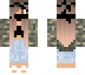 girl with camp top and denim skirt