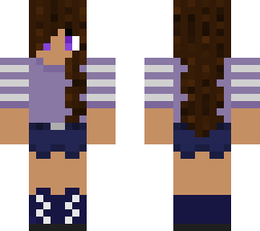 purple shirt w/ blue shorts