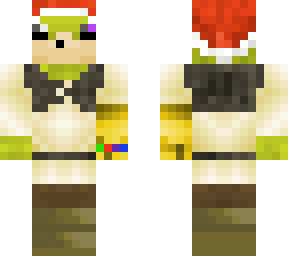 uganda shrek with gauntlet and santa hat and green boots
