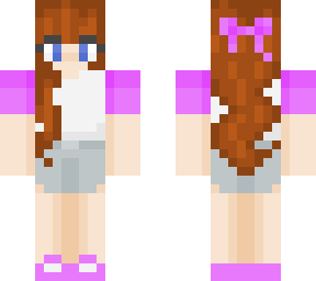 cute brown hair girl with pink