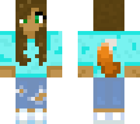 fox girl with blue sweatshirt