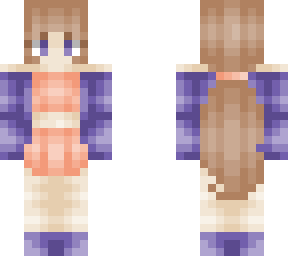 girl - big ponytail girl in purple jacket & peachy outfit