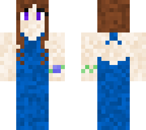 girl in blue prom dress (w/ purple flower)