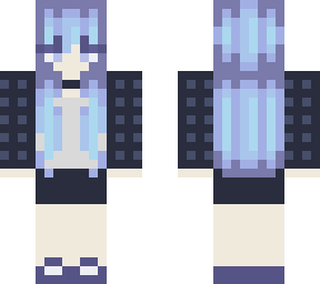 cute blue hair girl with plaid sweater
