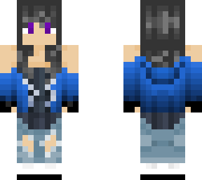 girl with blue hoodie on partially.