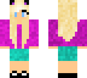 blond girl with pink sweater