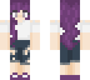 simple maroon hair girl with ripped jeans
