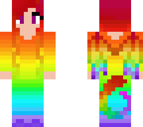girl in rainbow dragon outfit