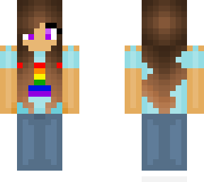 purple eyed teen girl (rainbow pride flag )