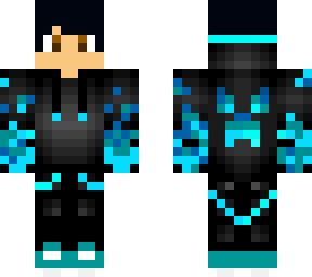 Black hair with white and red headphone creeper hoodie blue | Minecraft ...