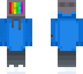 computer head with blue hoodie