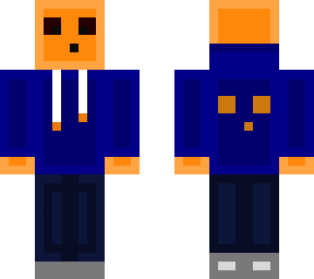 orange slime in blue hoodie