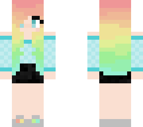 rainbow haired, blue checker-ed girl.