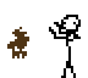 stick figure dabbing with runny diahrea