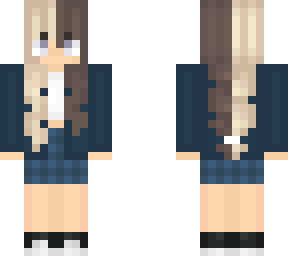 half blonde half brown, school uniform