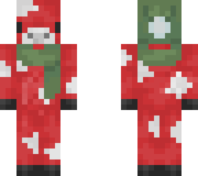 mushroom cow with green scarf and green beanie