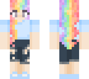 rainbow hair girl with ripped jeans