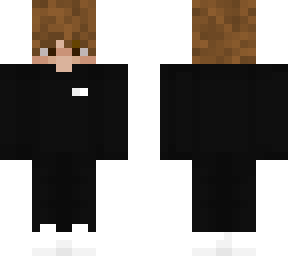 brown hair and eyes with black and white clothes