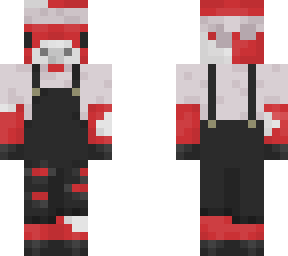 mushroom cow in overall and has a bandana.