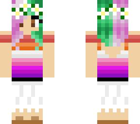 green-pink haired flower crown lesbean