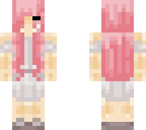 pink hair grey dres
