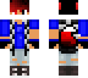 red, black and blue wolf boy