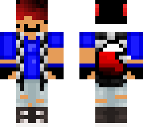 red, black and blue wolf boy derpy