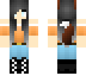 were-wolf raven w/ a light orange shoulderless shirt