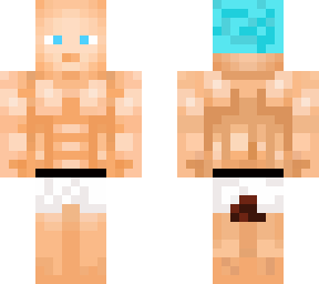 blue haired muscle man