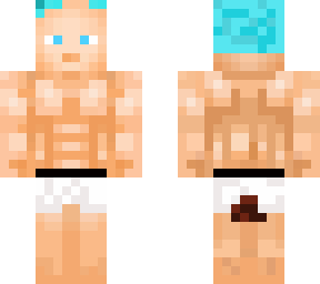 blue haired muscle man