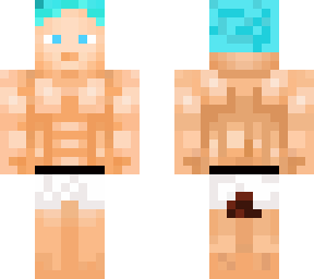 blue haired muscle man