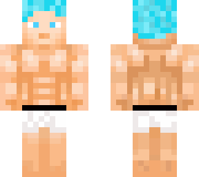 blue haired muscle man