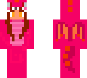 girl in pink and orange dragon suit