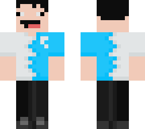 man in flamingo blue and white shirt
