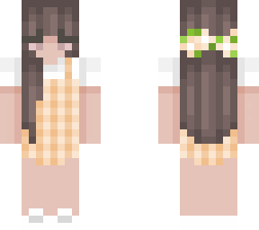 orange dress with brown hair